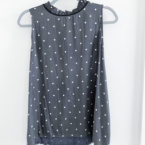 Polka Dot Gray and White LOFT Tank with Bow Back